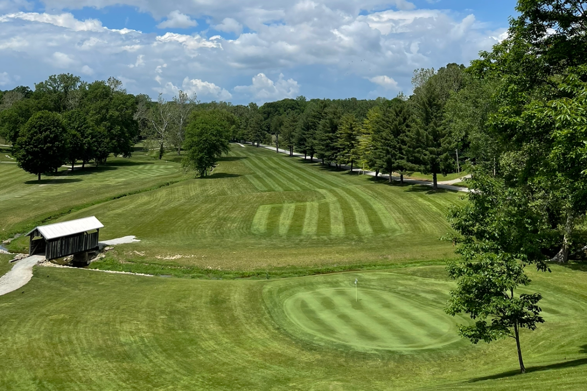 Manicured golf course green